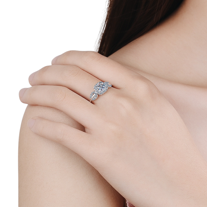 Hayesaura | Botanical Leaf Entwined Moissanite Solitaire Ring