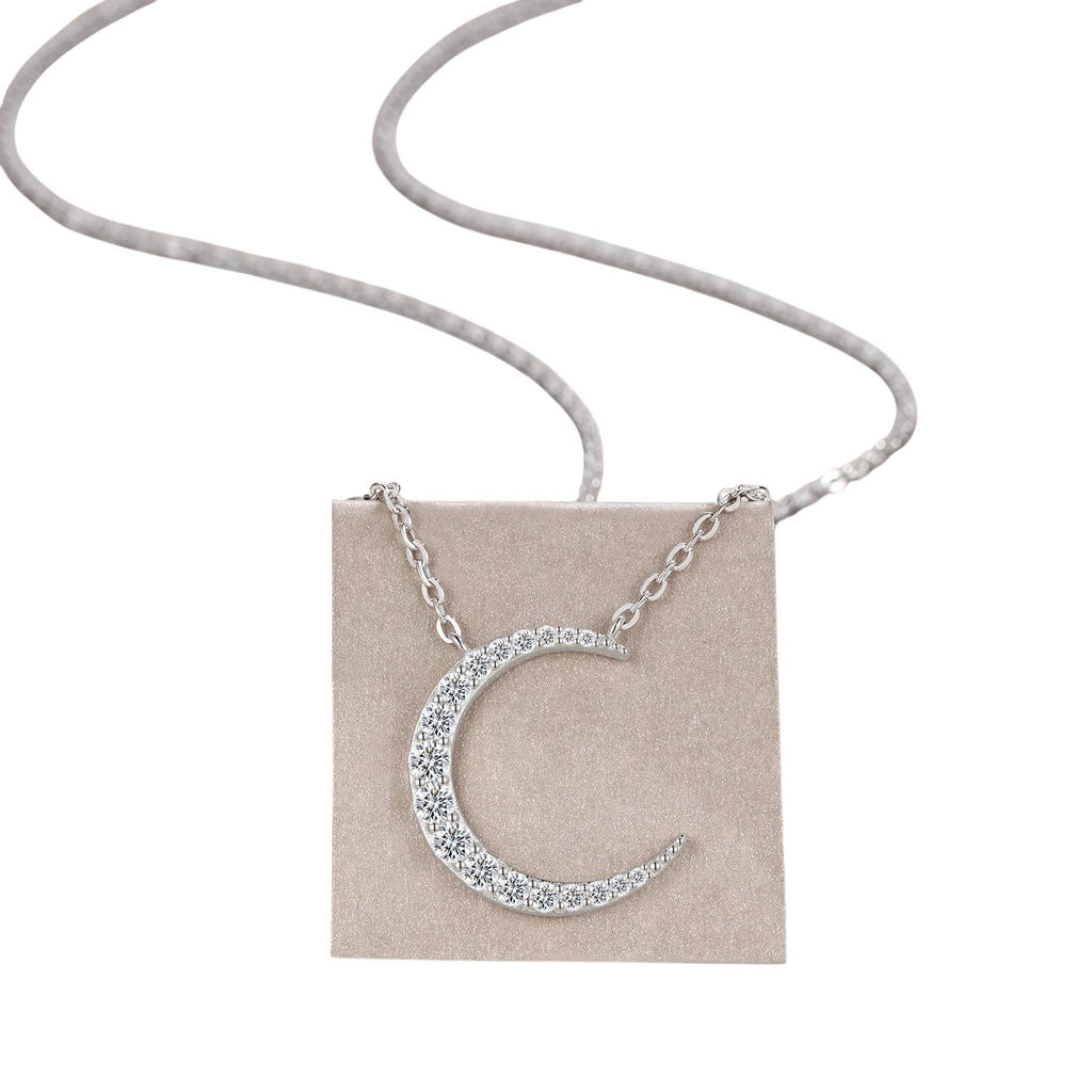 Hayesaura | Celestial Mystique 18K Plated Crescent Moon Moissanite | Romantic Night Gala Pendant
