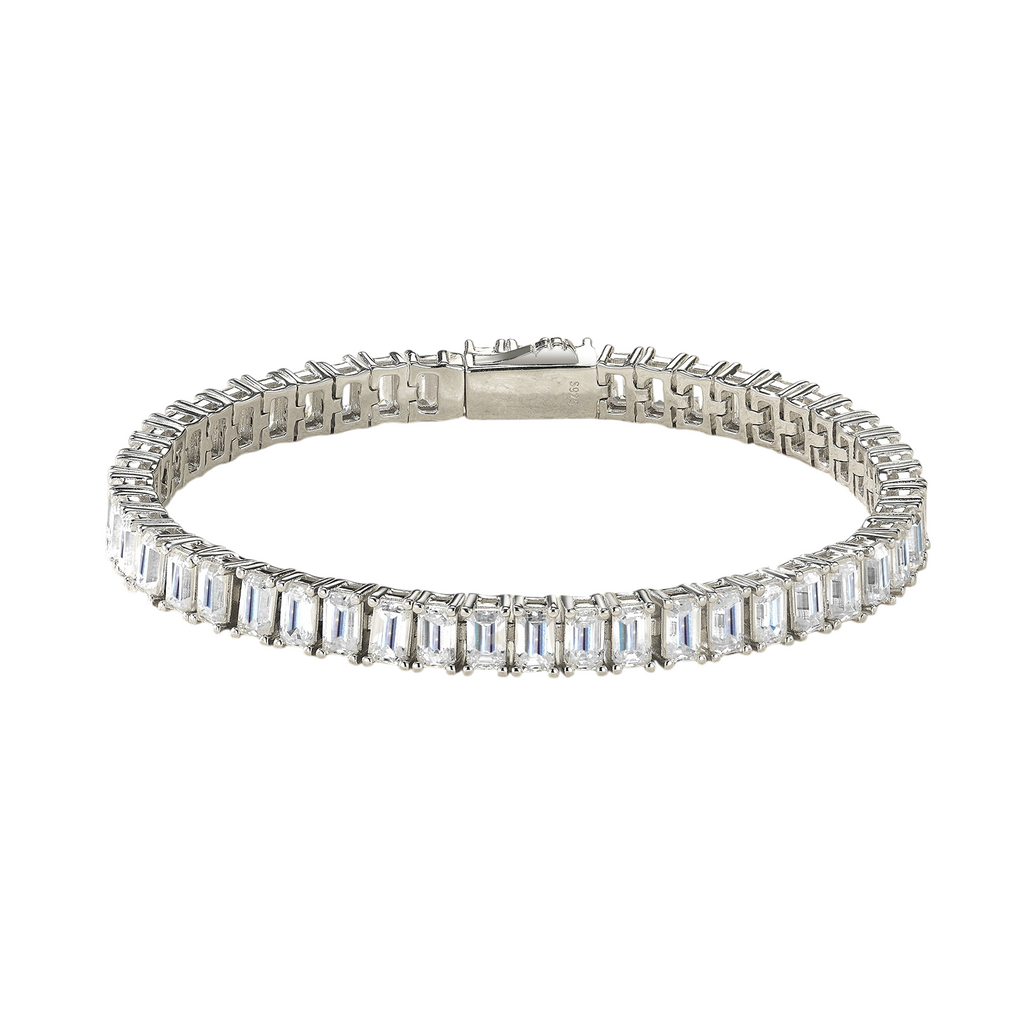 Hayesaura | Deco Geometric Emerald-Cut Moissanite with Spring Clasp | European Heritage Link Chain