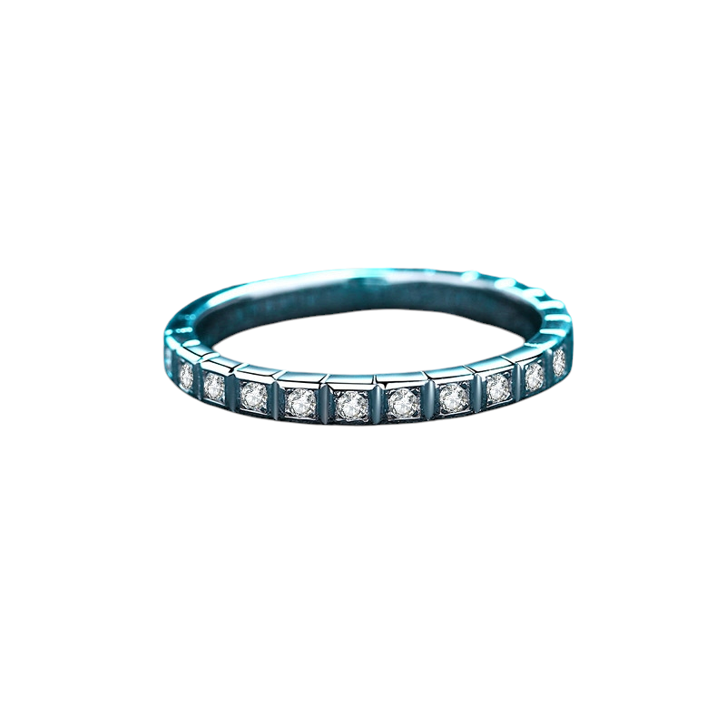 Hayesaura | Office Siren Ice Cube Half-Eternity Moissanite Band | High-Cold Minimalist Pinky Ring