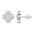 Hayesaura | Niche Elegant Open-Frame Clover Moissanite Studs | Clean Fit Daily Anniversary Gift