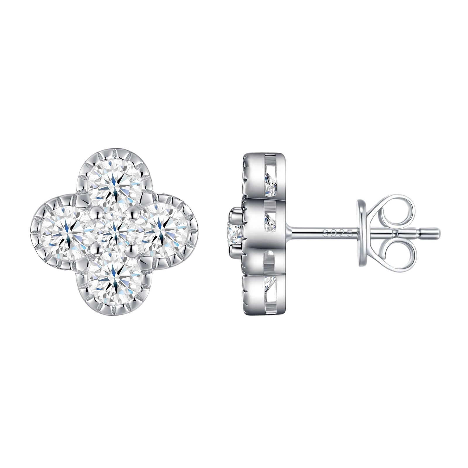 Hayesaura | Niche Elegant Open-Frame Clover Moissanite Studs | Clean Fit Daily Anniversary Gift