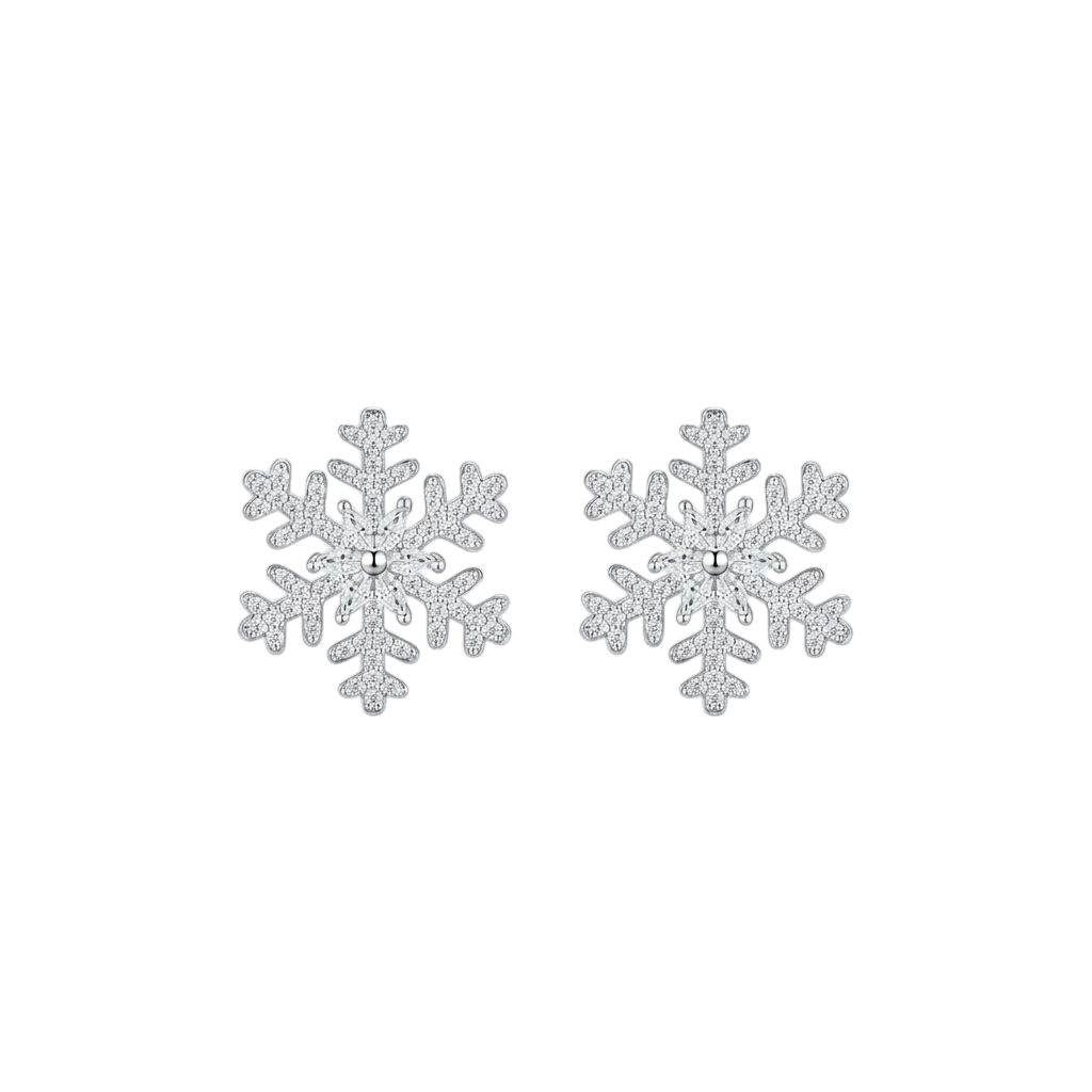 Hayesaura | Parisian Chic Snowflake Halo Moissanite Drops | Winter Glamour High-Society Studs