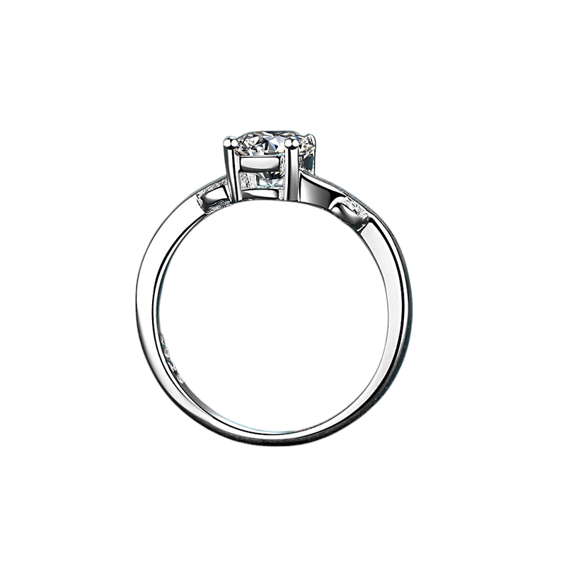 Hayesaura | Botanical Leaf Four-Prong Brilliant Moissanite Ring