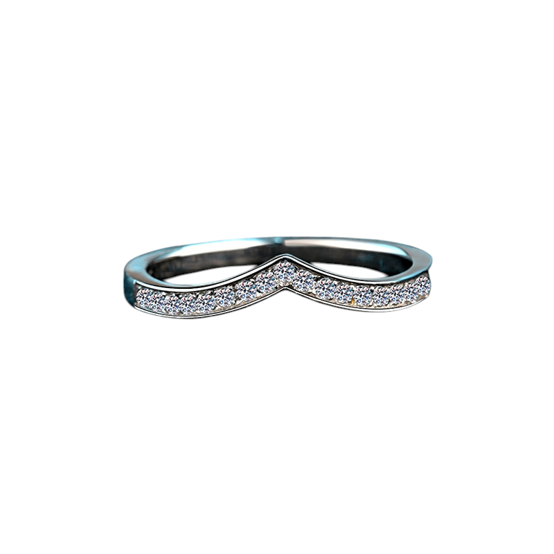 Hayesaura | Sharp V-Shaped Chevron Stacking Moissanite Band