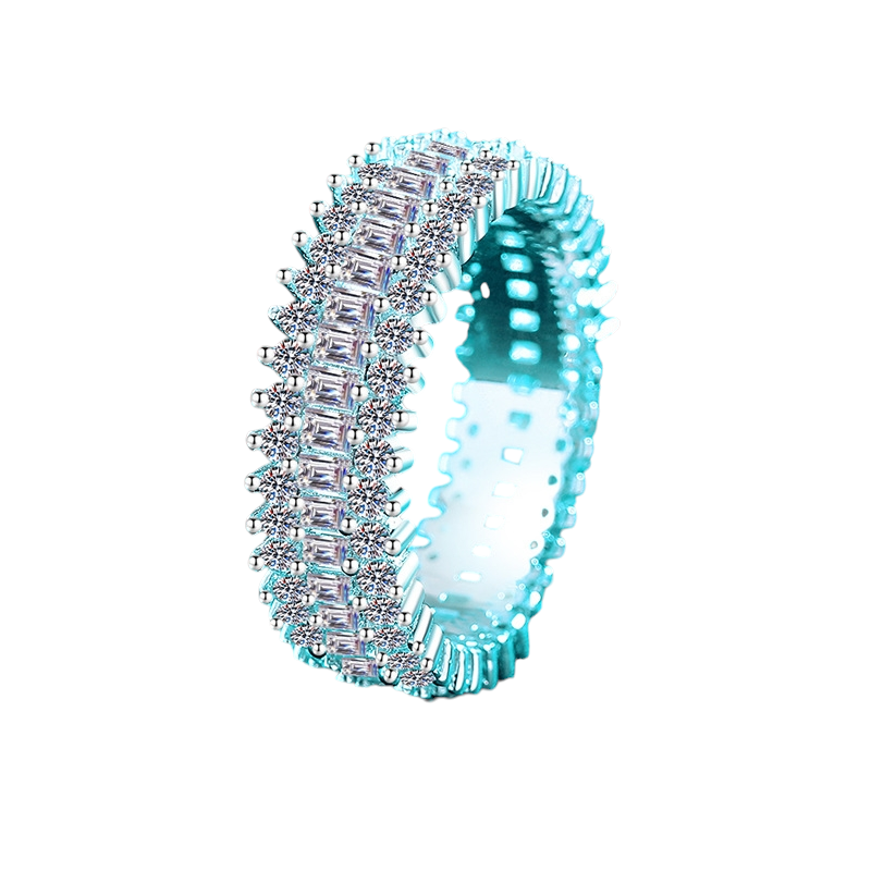 Hayesaura | Chunky Oversized Baguette Cut Moissanite Eternity Band