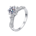 Hayesaura | Platinum-Grade Six-Prong Heart Moissanite Solitaire | Classic Bridal Proposal Ring