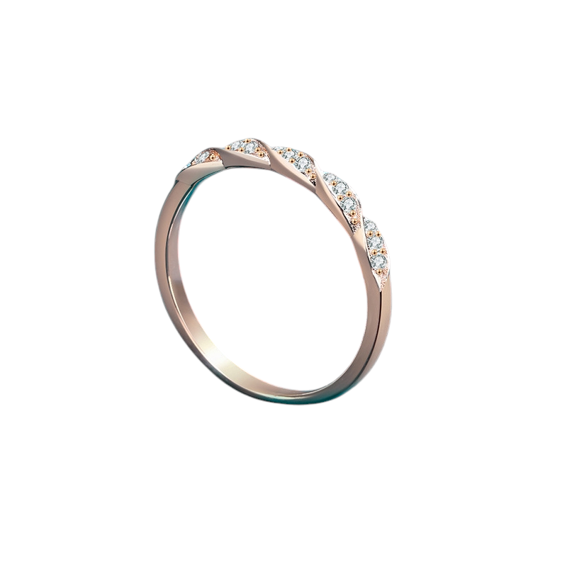 Hayesaura | Golden Hour Champagne Plated Wavy Starry Sky Moissanite Band | Office Siren Daily Tail Ring