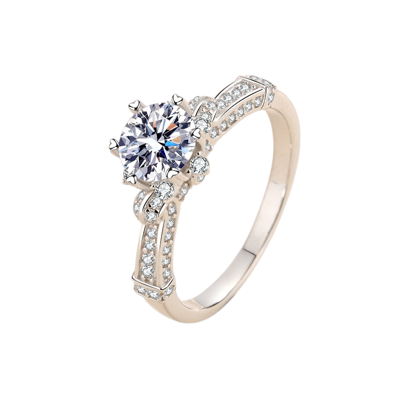 Hayesaura | Vintage Glamour Six-Prong Floral Bouquet Moissanite Ring | Old Money Statement Ring
