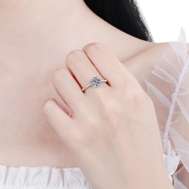 Hayesaura | Coquette Romance 18K Plated Snowflake Moissanite | Bridal Engagement Ring