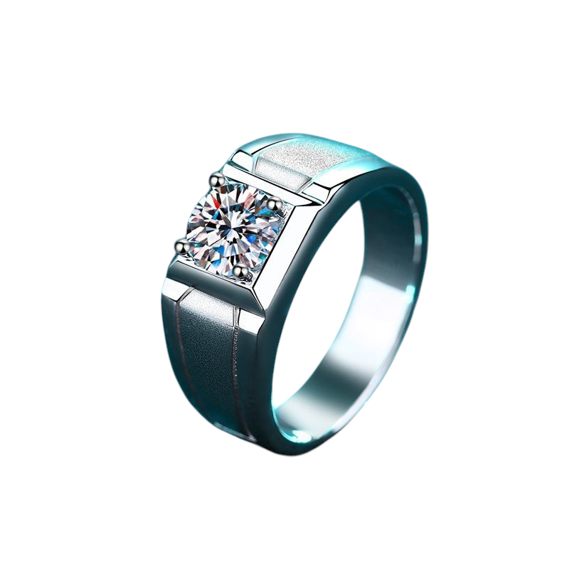 Hayesaura | Vintage Grunge Frosted Pyramid Men's Moissanite Ring | Bold Masculine Statement Band