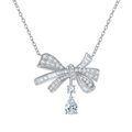 Hayesaura | Parisian Chic Bowknot Tassel Teardrop Moissanite | Gala Night Luxury Statement Necklace