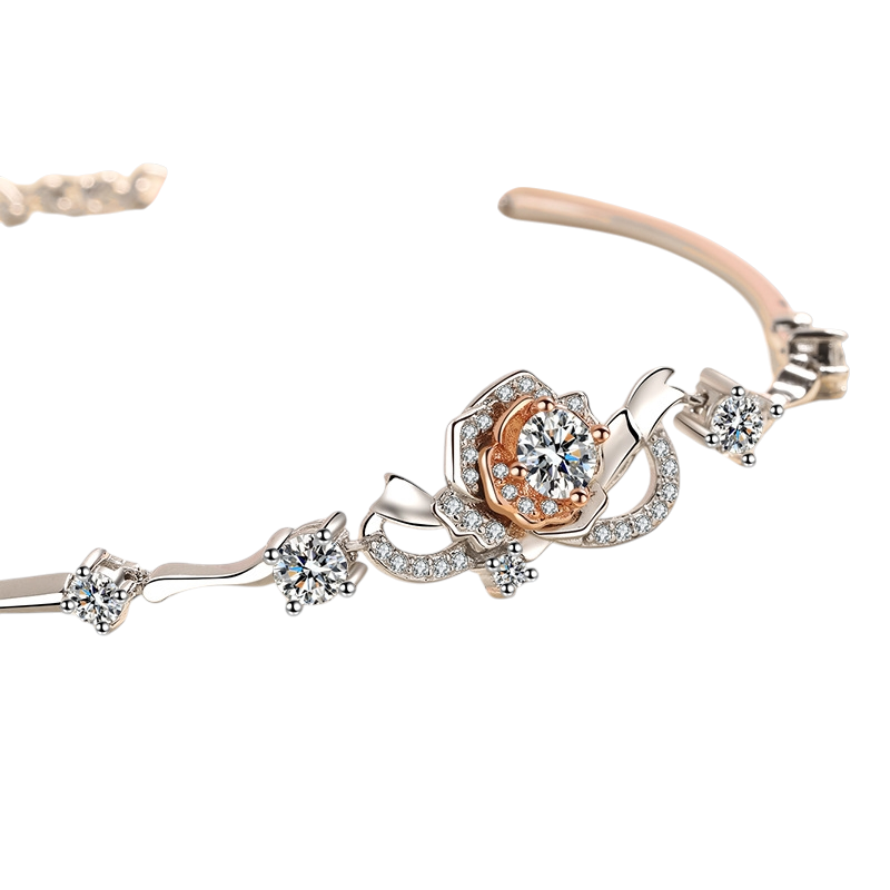 Hayesaura | Gothic Romance Two-Tone Rose Moissanite | Avant-Garde Statement Bangle