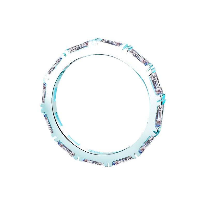 Hayesaura | Quiet Luxury Rectangular Bamboo Joint Moissanite Band | Old Money Stacking Ring
