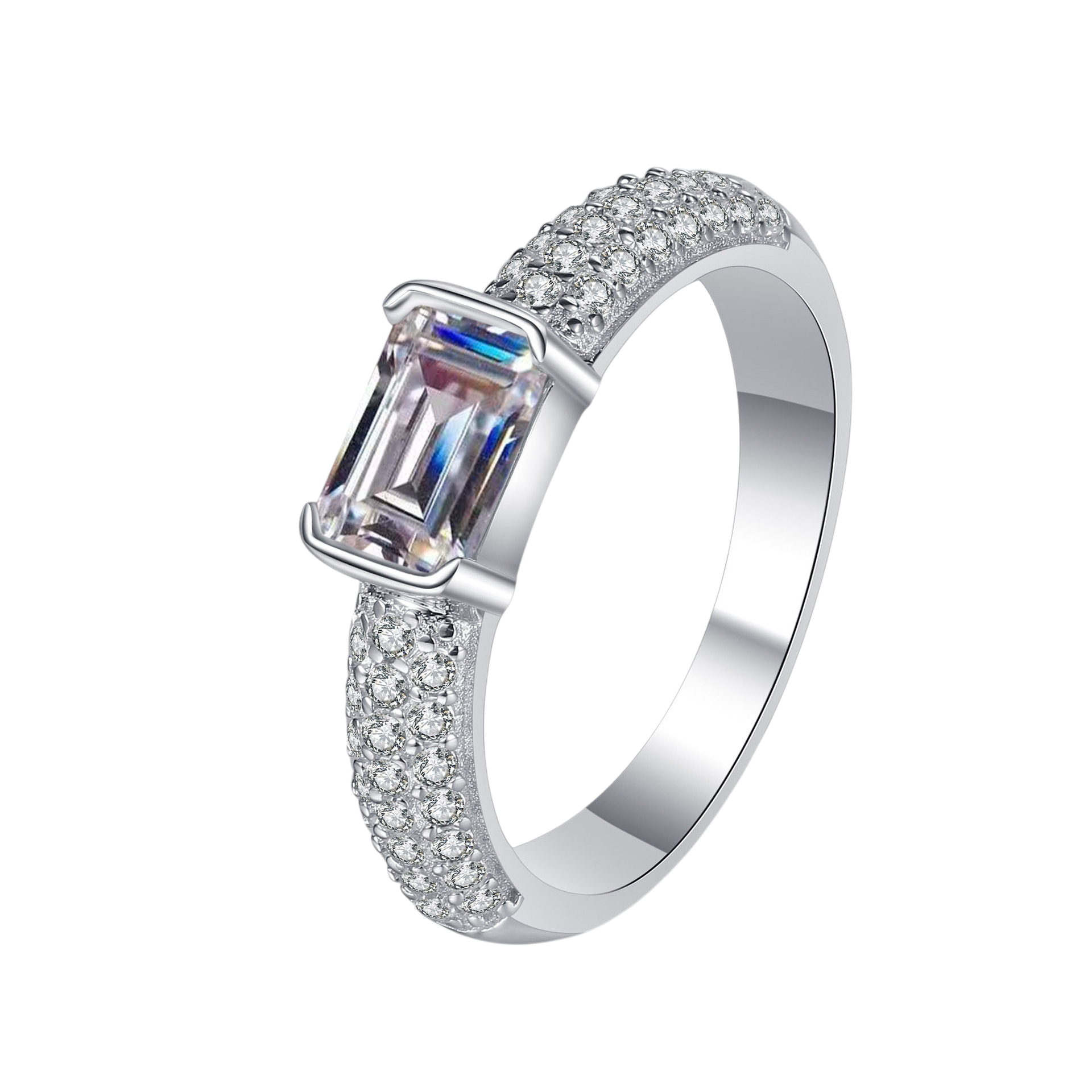 Hayesaura | Radiant Emerald Cut Vintage Moissanite Solitaire Ring