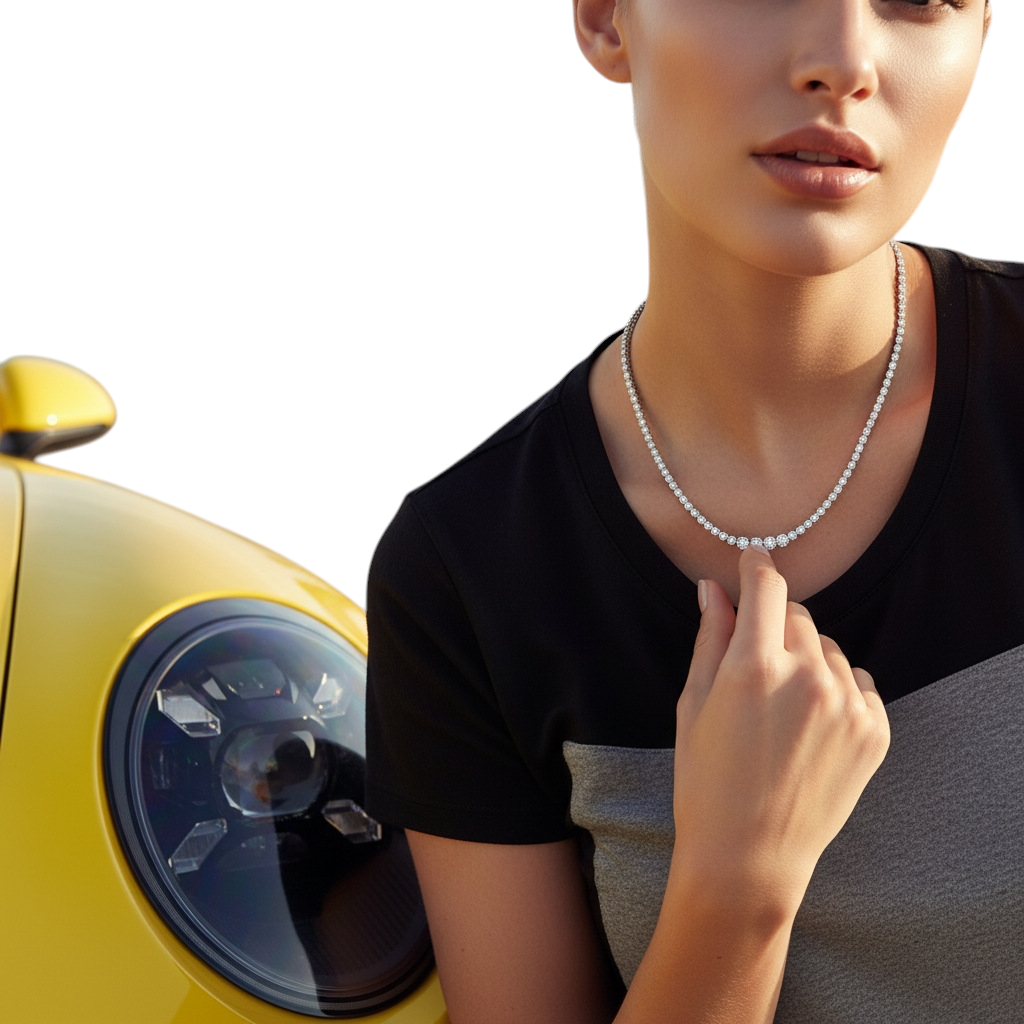 Hayesaura | Light Matrix 18K Plated Full-Row Moissanite | High-Society Luxurious Tennis Necklace