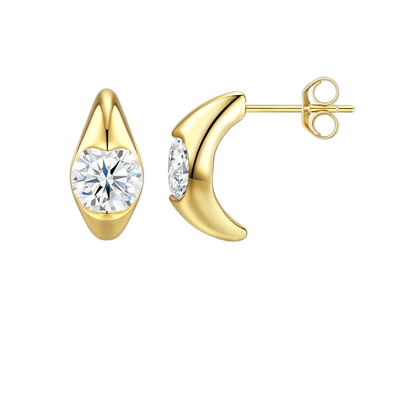 Hayesaura | Office Siren C-Shape Moissanite Ear Hoops | High-Cold Daily Commute Earring