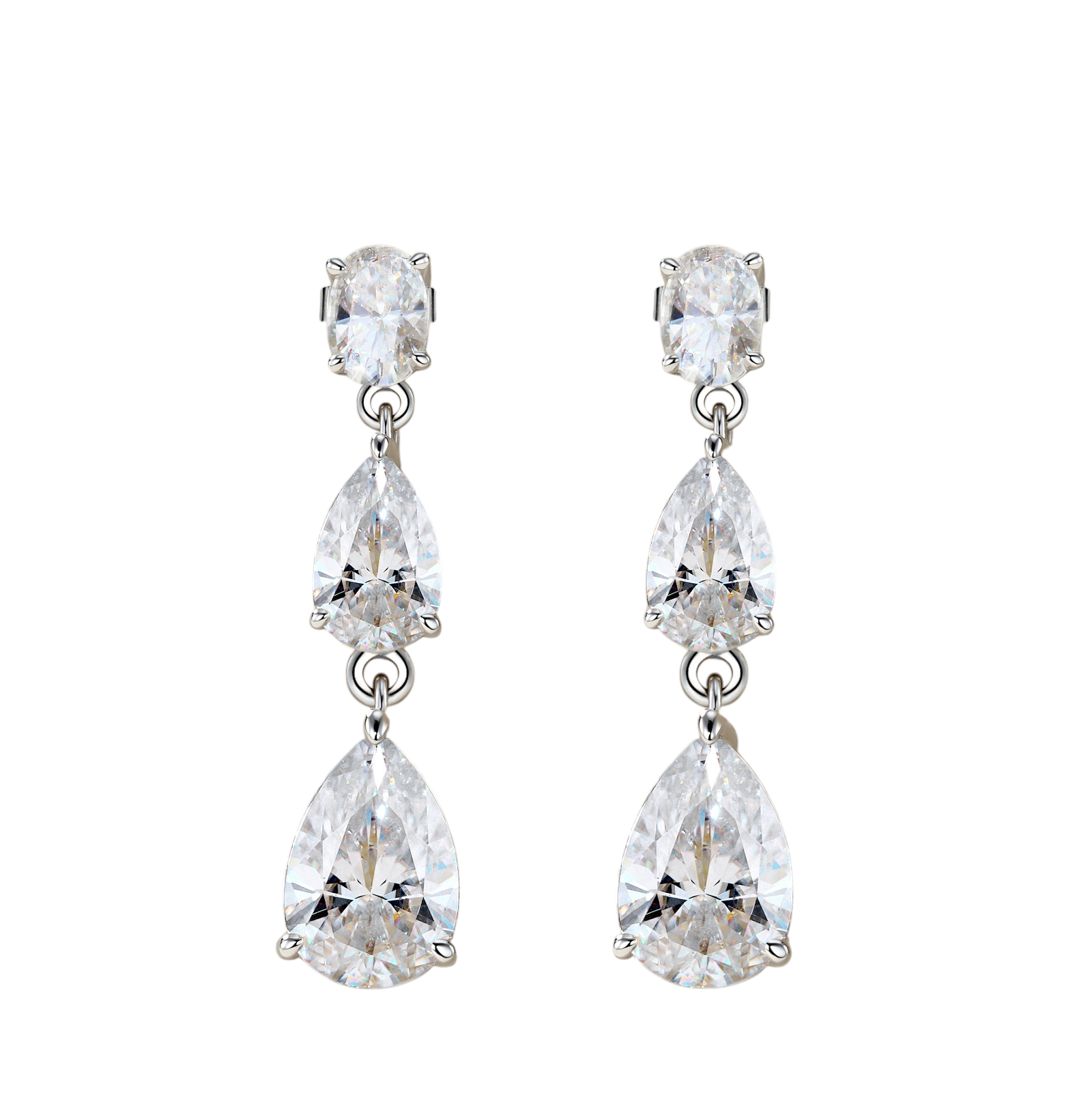 Hayesaura | Art Deco Geometric Moissanite Drops | Structural Luxury Evening Statement Earrings