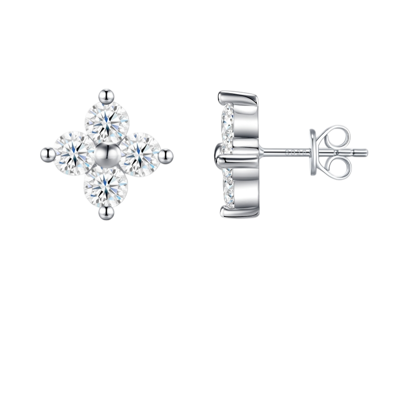 Hayesaura | Parisian Chic 18K Plated Four-Leaf Clover Moissanite | Quiet Luxury Elegant Studs