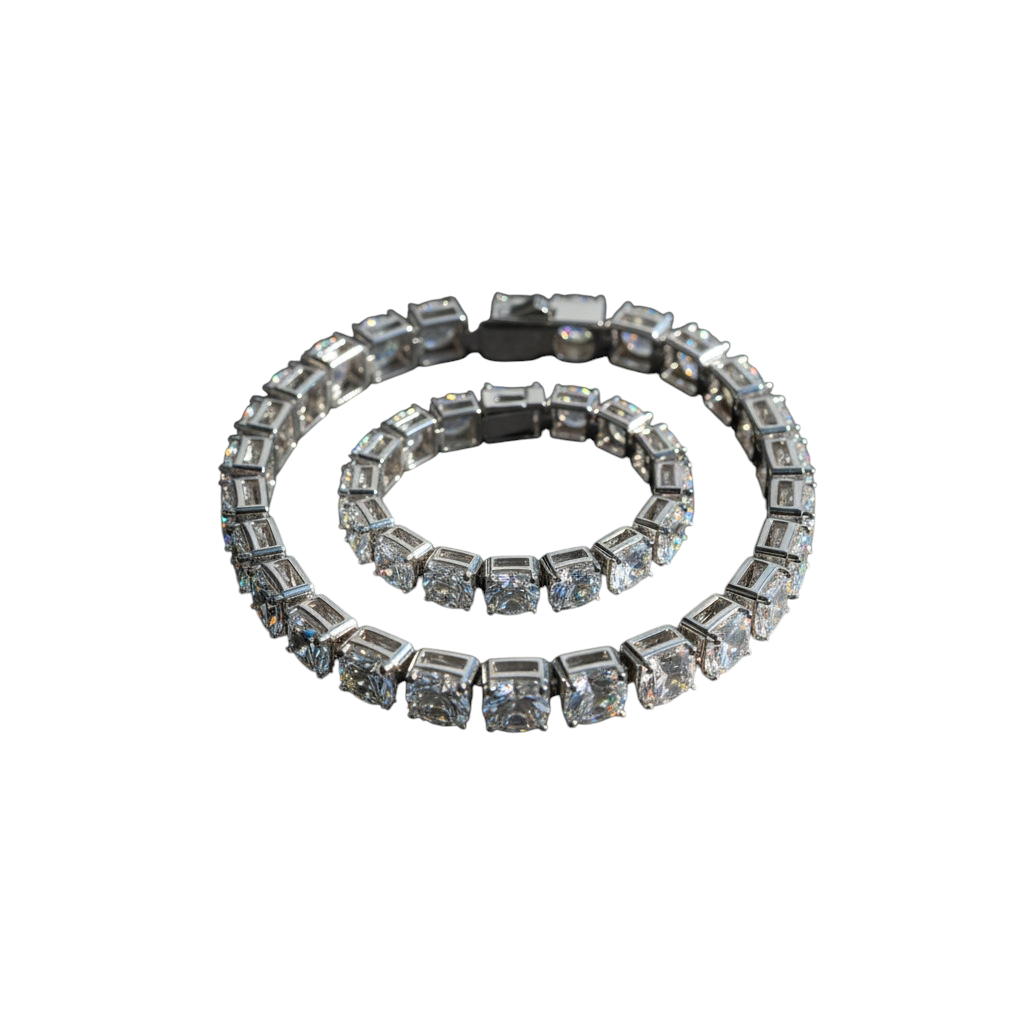 Hayesaura | Cyber Y2K 18K Plated Industrial Link Moissanite Tennis Bracelet | Avant-Garde Unisex Statement