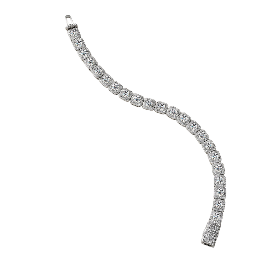 Hayesaura | Industrial Grunge Square Princess-Cut Hip-Hop Moissanite Bangle | Cyber Y2K Street Statement