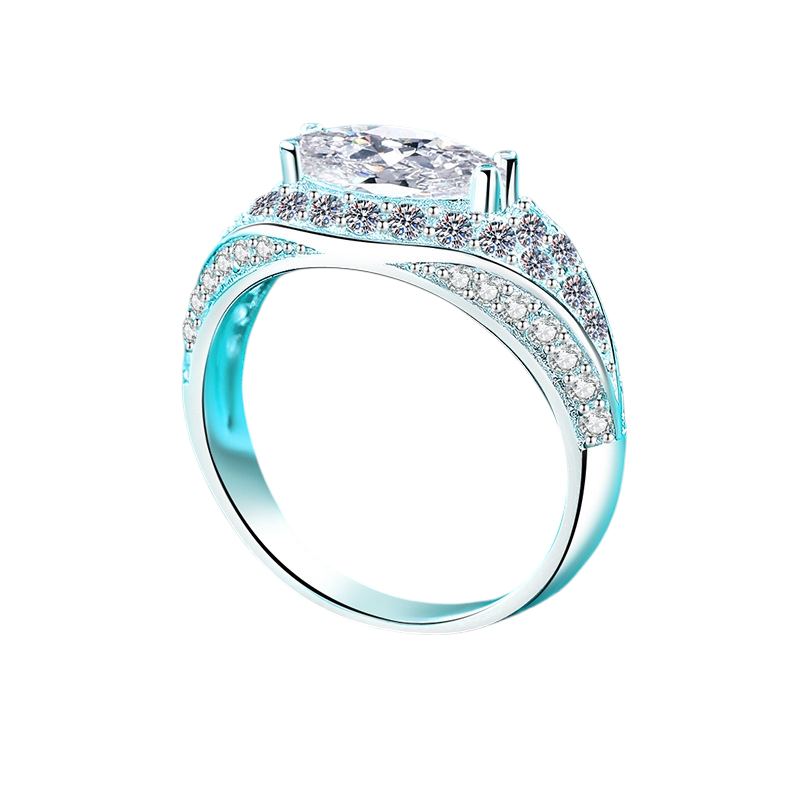 Hayesaura | Cyber Y2K 18K Plated Evil Eye Marquise Moissanite | Avant-Garde Cocktail Ring