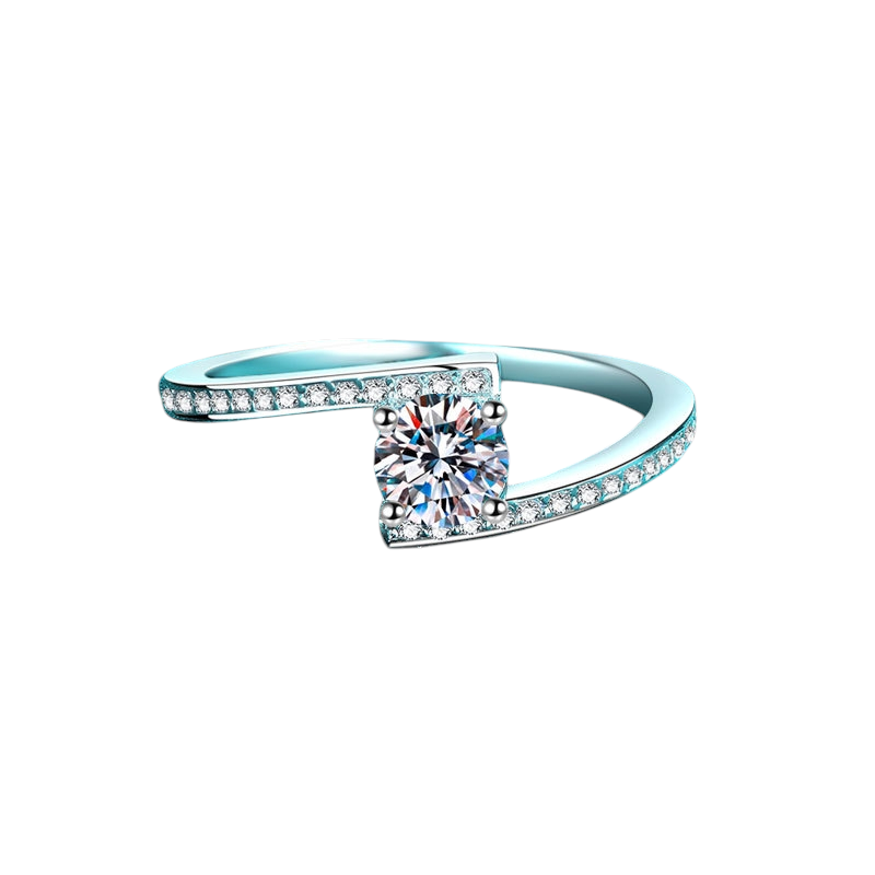 Hayesaura | Acubi Style 18K Plated Star Trail Micro-Pavé Moissanite Band | Minimalist Tail Ring