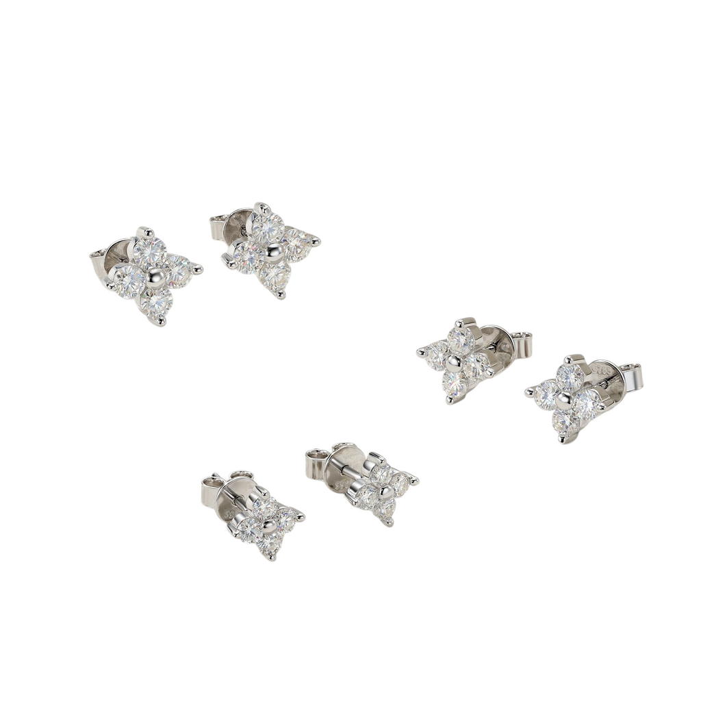 Hayesaura | Parisian Chic 18K Plated Four-Leaf Clover Moissanite | Quiet Luxury Elegant Studs