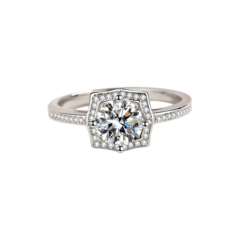 Hayesaura | High-Cold Minimalist Moissanite Wedding Ring | Office Siren Architecture Band