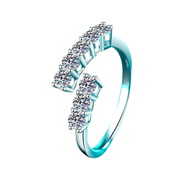 Hayesaura | Cyber Y2K 18K Plated Irregular Open Cuff Moissanite Ring | Avant-Garde Statement Band
