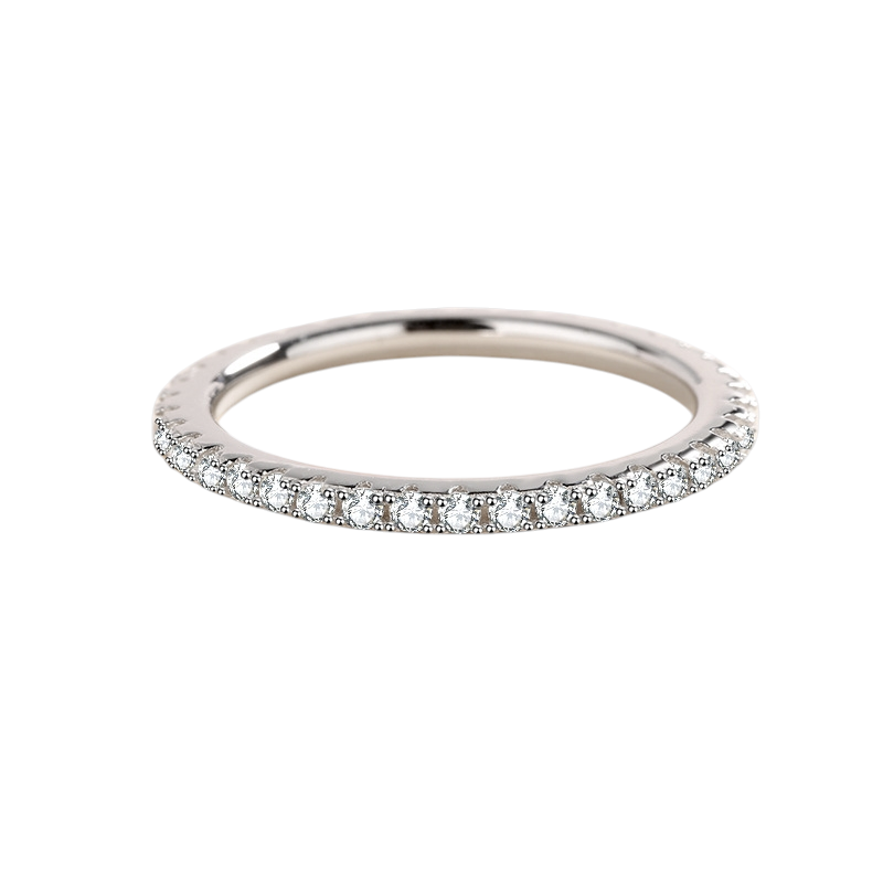 Hayesaura | Quiet Luxury 18K Plated Single-Line Moissanite Eternity Band | Classic Bridal Promise