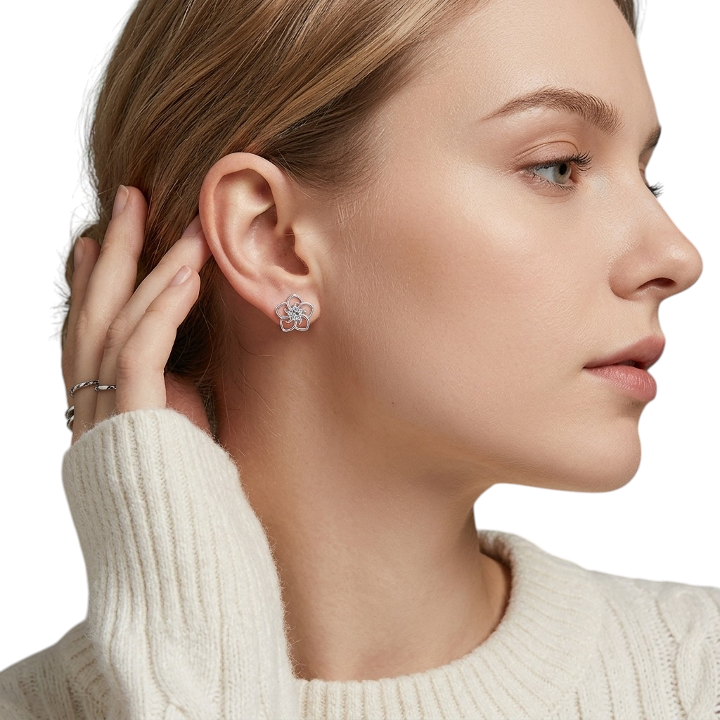 Hayesaura | Cyber Y2K Geometric Cartilage Piercing Stud | Avant-Garde Punk Ear-Bone Nail