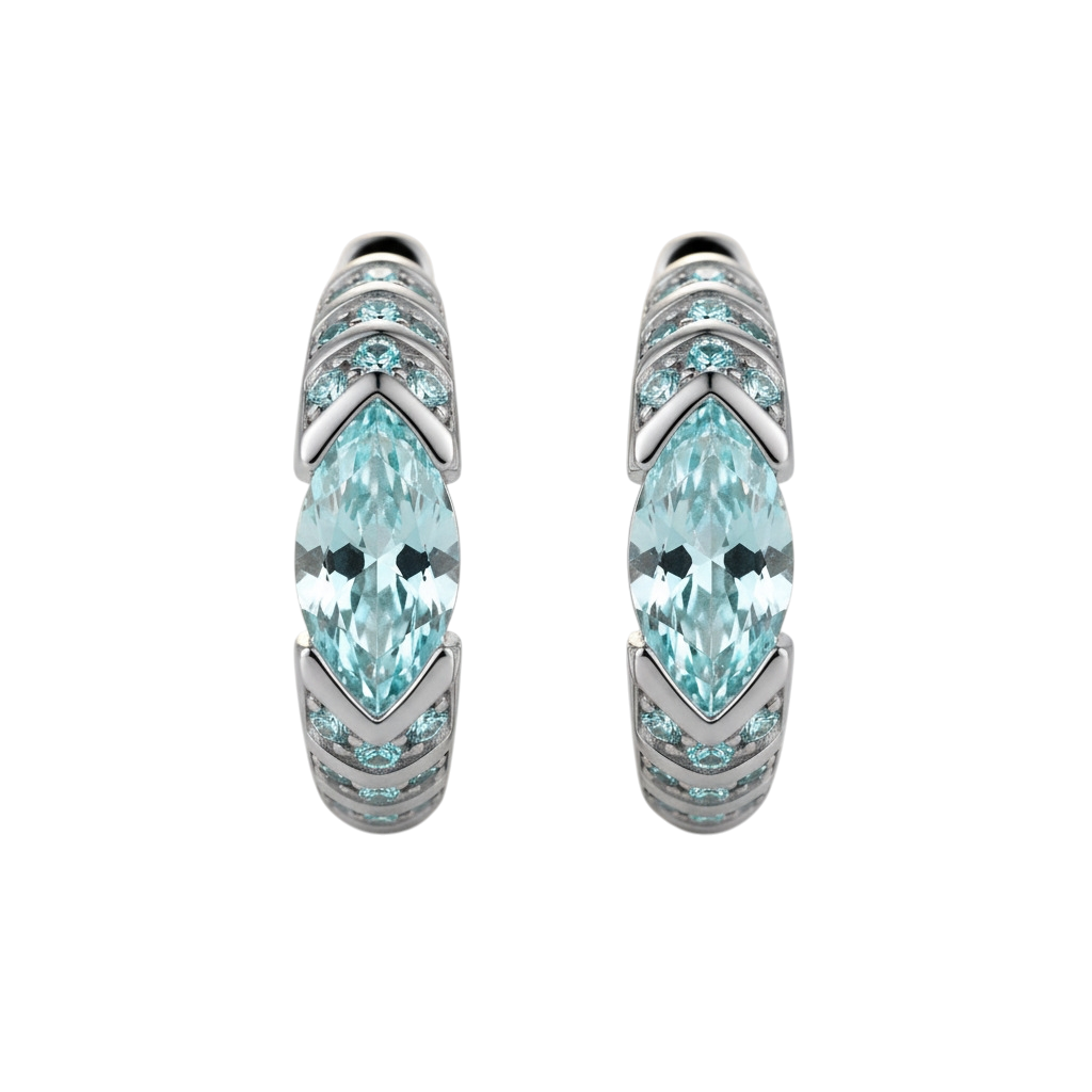Hayesaura | Avant-Garde Unisex Blue Moissanite Huggie Hoops | Vintage Grunge Minimalist Ear-Clasp
