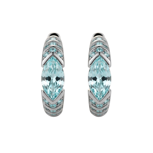 Hayesaura | Avant-Garde Unisex Blue Moissanite Huggie Hoops | Vintage Grunge Minimalist Ear-Clasp