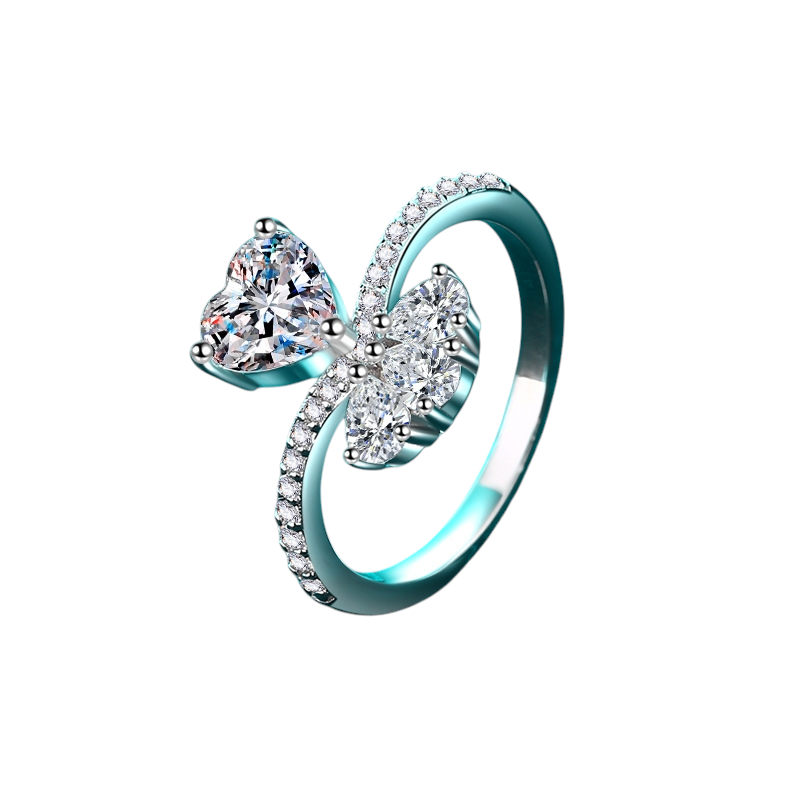 Hayesaura | Parisian Chic 18K Plated Heart Bouquet Moissanite Ring | Romantic Date Anniversary Statement