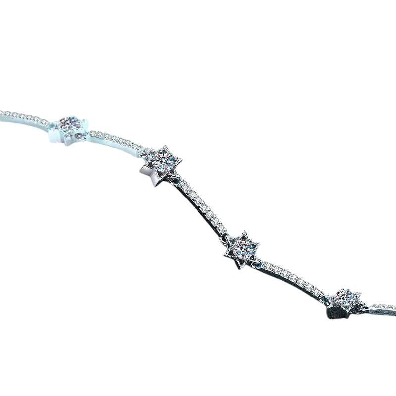Hayesaura | Cyber Y2K Hexagram Star Ten-Stone Moissanite Bracelet | Avant-Garde High-Cold Talisman
