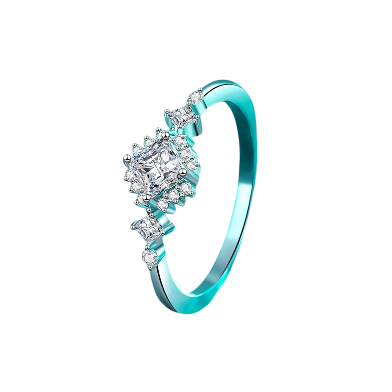 Hayesaura | Minimalist Geometric Cube High-Cold Moissanite Ring