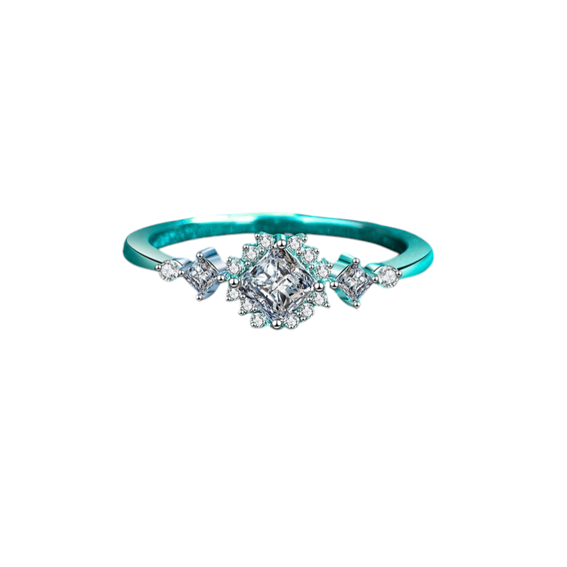 Hayesaura | Minimalist Geometric Cube High-Cold Moissanite Ring