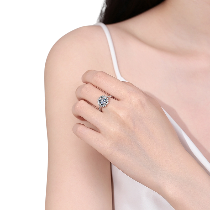 Hayesaura | Parisian Chic Niche Sunflower Moissanite Solitaire | Old Money Minimalist Proposal Ring