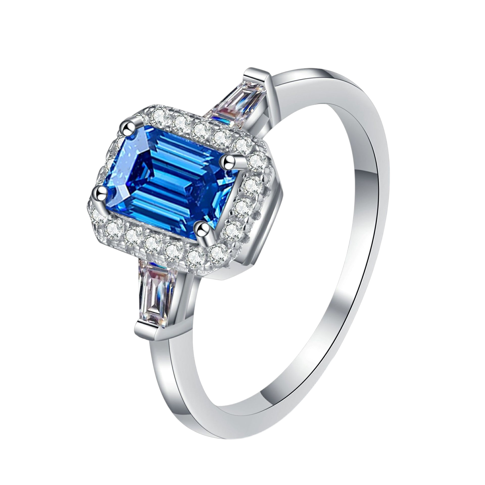 Hayesaura | Ocean Blue Moissanite Light Luxury Solitaire Ring