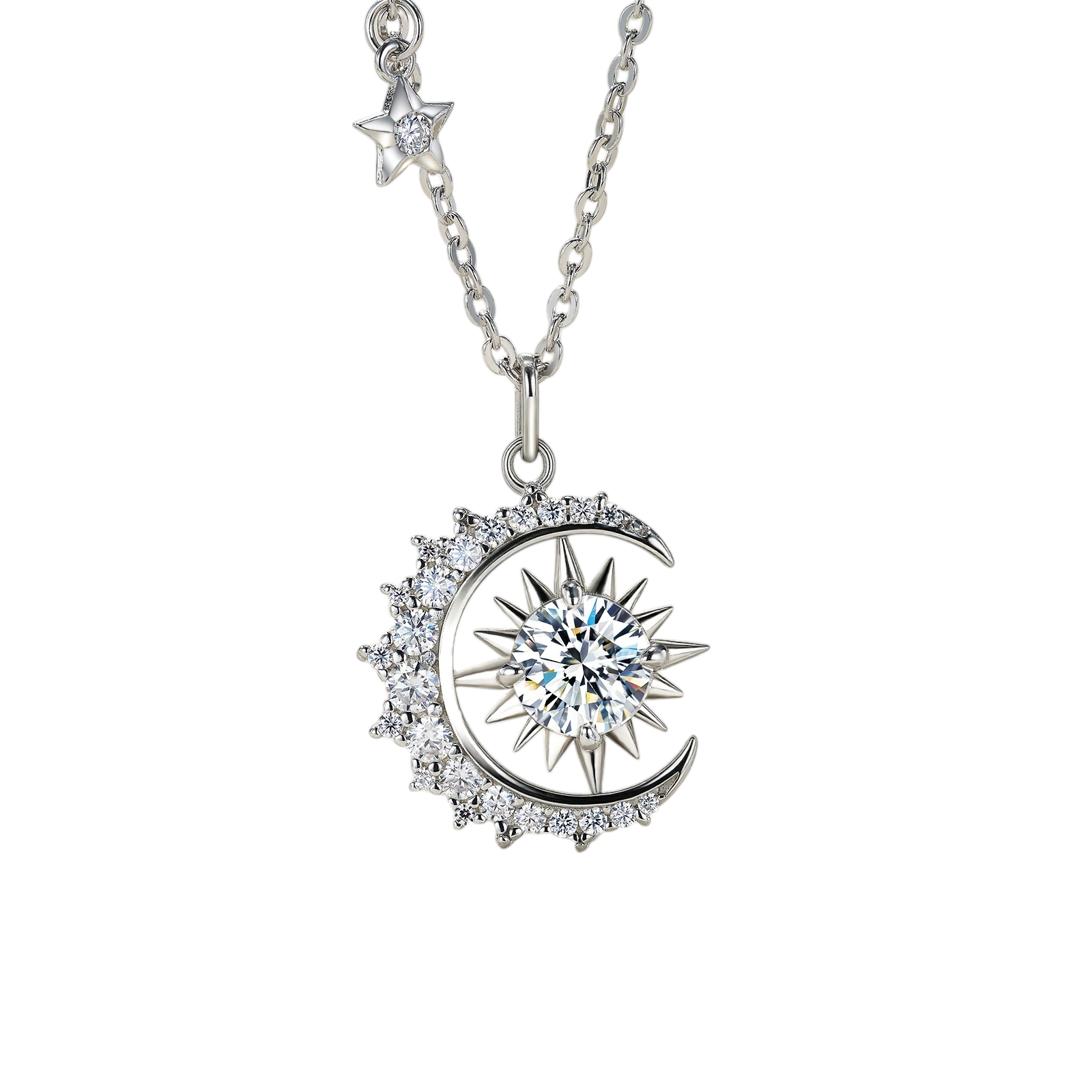 Hayesaura | Celestial Mystique 18K Plated Sun & Moon Moissanite | Bohemian Luxe Clavicle Chain