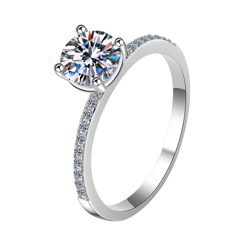 Hayesaura | Crown Four-Prong Brilliant Moissanite Solitaire Wedding Ring