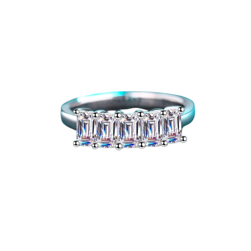 Hayesaura | Clean Fit 18K Plated Emerald Cut Moissanite | Minimalist Office Statement Ring