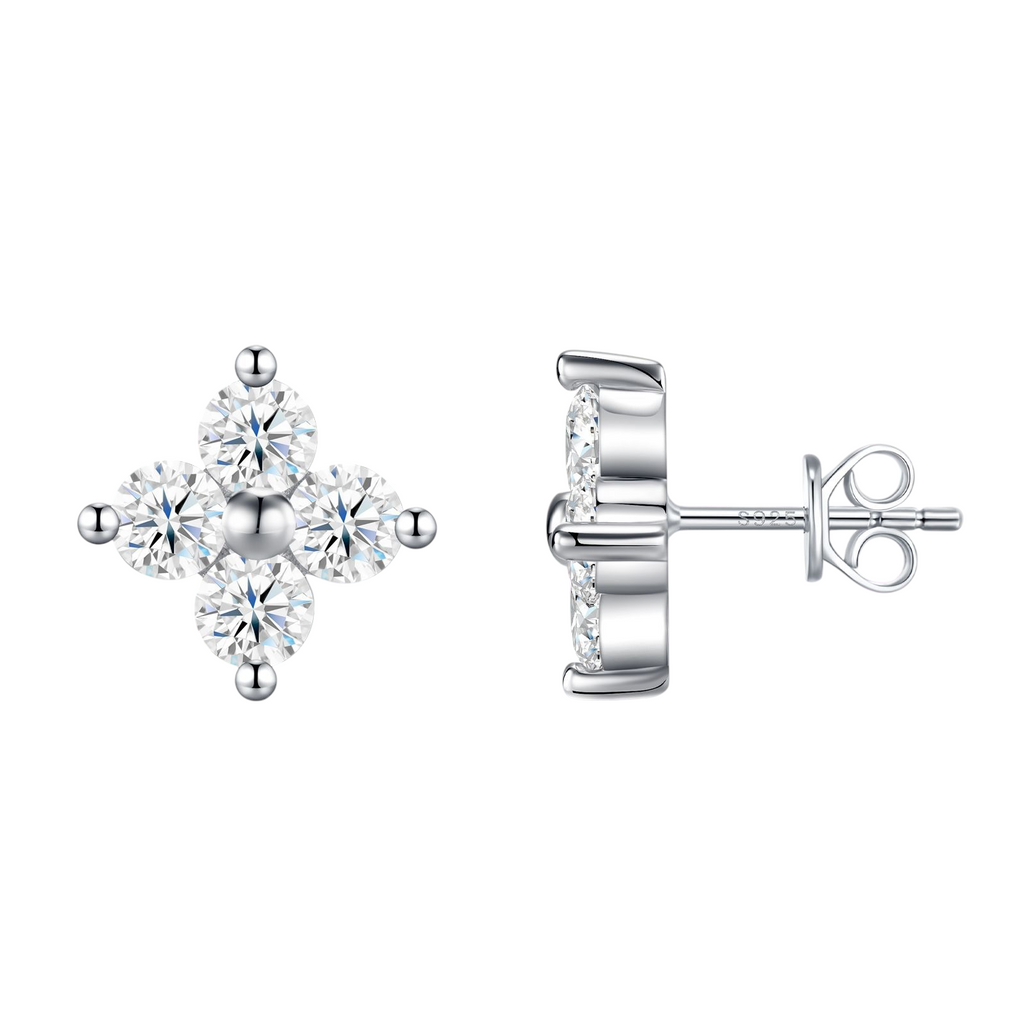 Hayesaura | Parisian Chic 18K Plated Four-Leaf Clover Moissanite | Quiet Luxury Elegant Studs