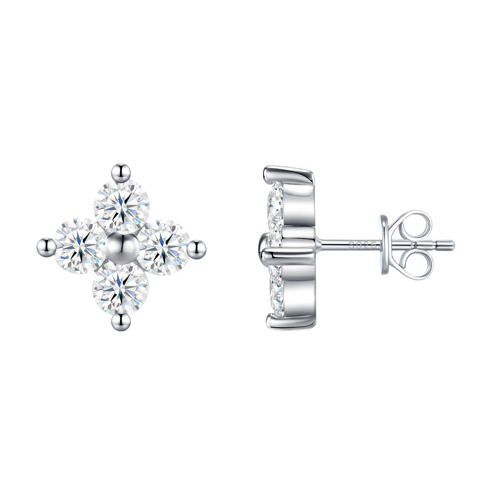 Hayesaura | Parisian Chic 18K Plated Four-Leaf Clover Moissanite | Quiet Luxury Elegant Studs