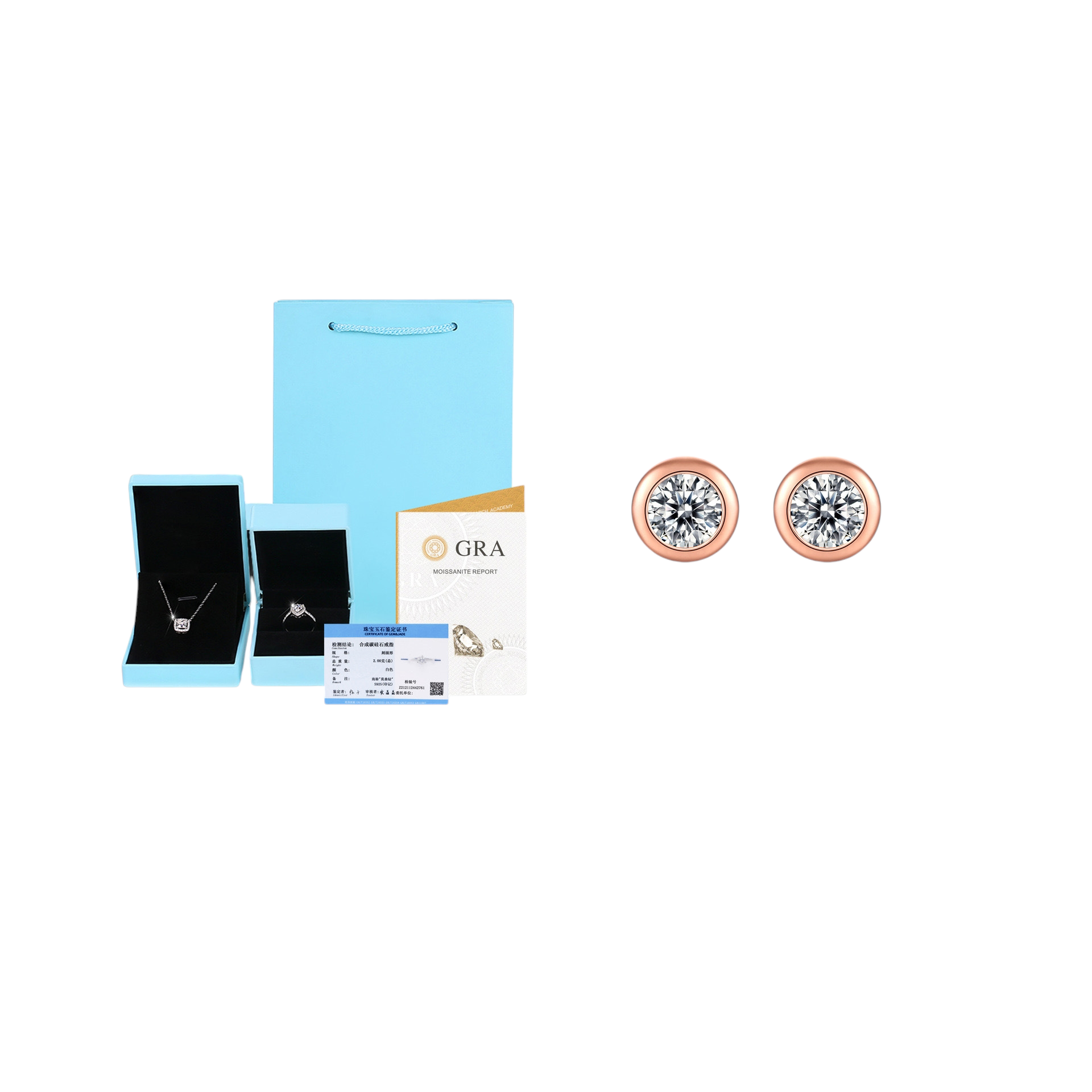 Hayesaura | Coquette Romance Rose Gold Bubble Bezel Moissanite | High-Cold Petite Solitaire Studs