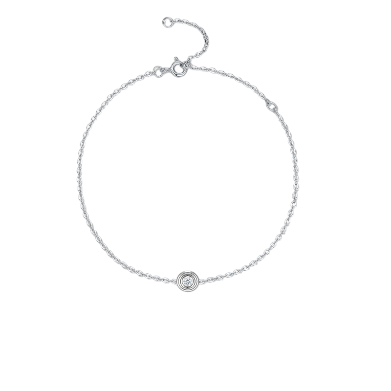 Hayesaura | Korean Minimalist Geometric Single-Stone Moissanite Solitaire | High-Cold Graceful Chain