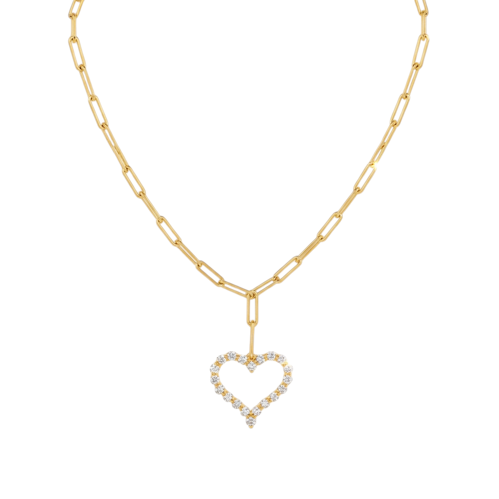 Hayesaura | Parisian Chic 18K Plated Layered Heart Tassel Moissanite | Elegant Bridal Drop Chain