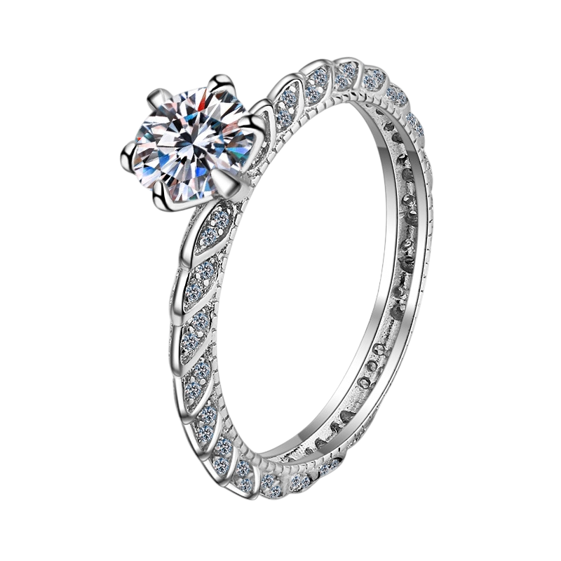 Hayesaura | Office Siren Half-Eternity Six-Prong Moissanite Ring