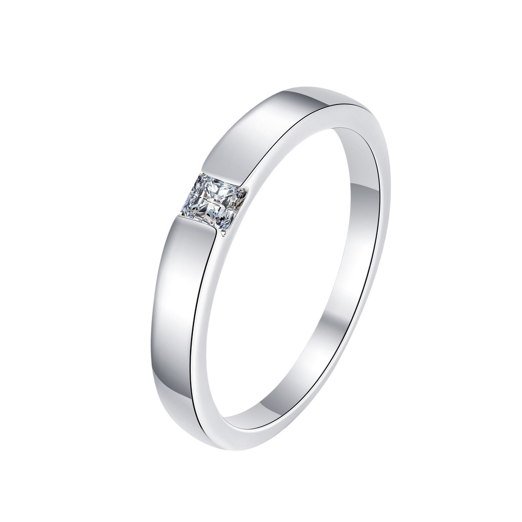Hayesaura | Unisex Princess Square Minimalist Moissanite Band